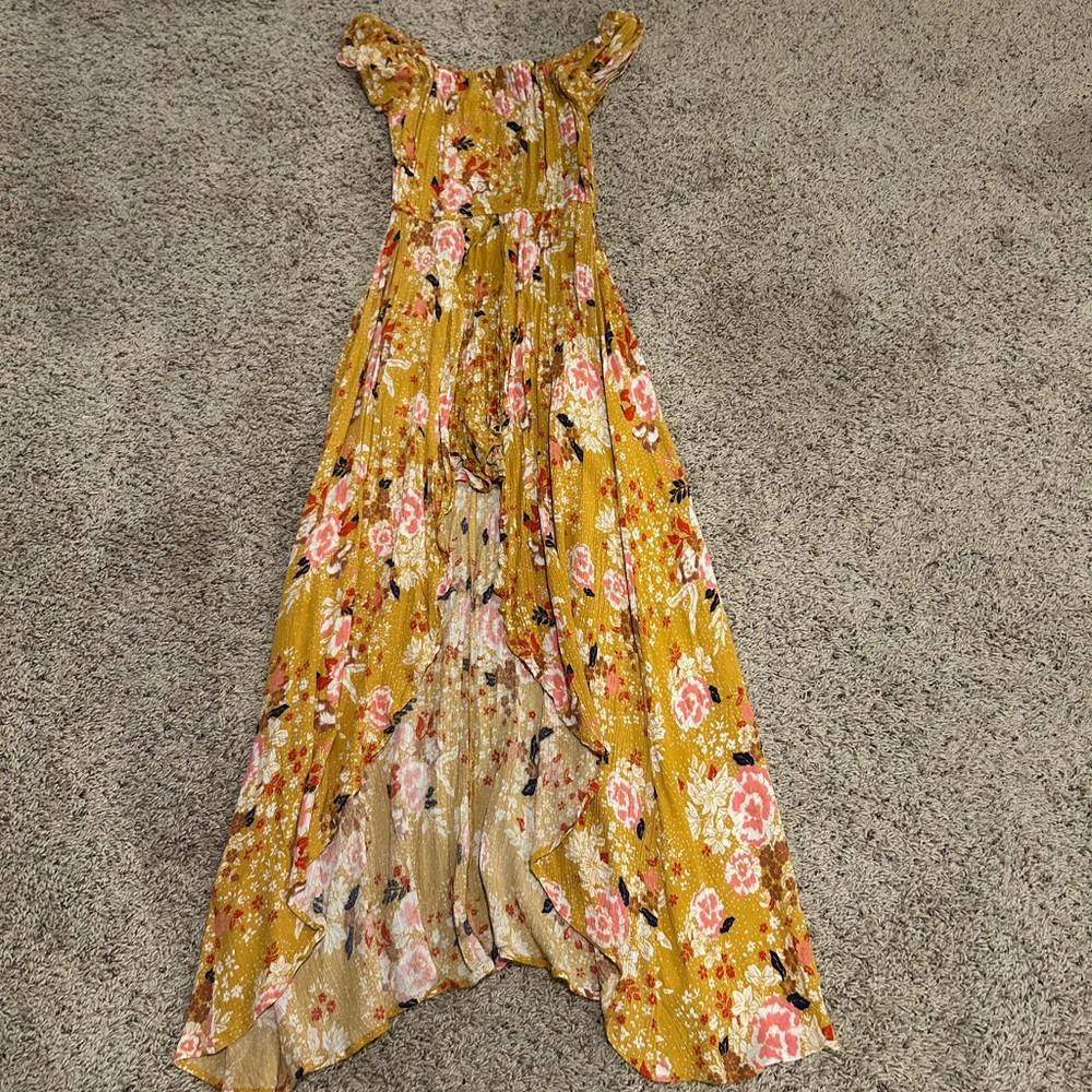 Altar'd State Yellow and Pink Floral Dress